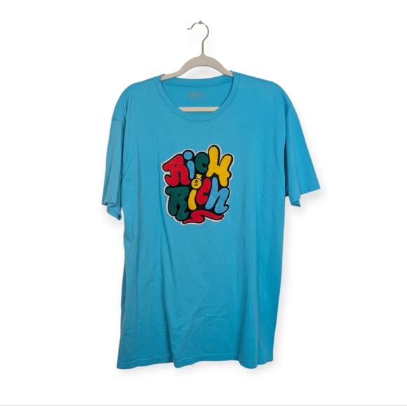 Outrank Other - Outrank Blue Rich Rich Embroidered Short Sleeve Tee Size XL